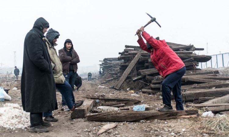 The migrants living at the Belgrade Waterfront are using the beams of abandoned tracks (or tires or rubbish) against the temperatures below zero degrees and to produce hot water. Photo by Mario Badagliacca